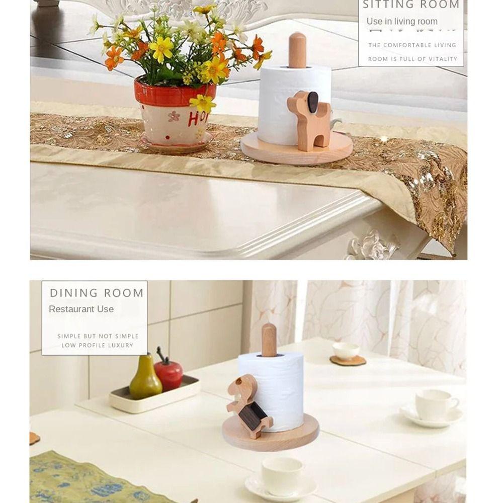 Vertical Cartoon Paper Towel Rack Durable Wooden Paper Roll Stand  Table Top