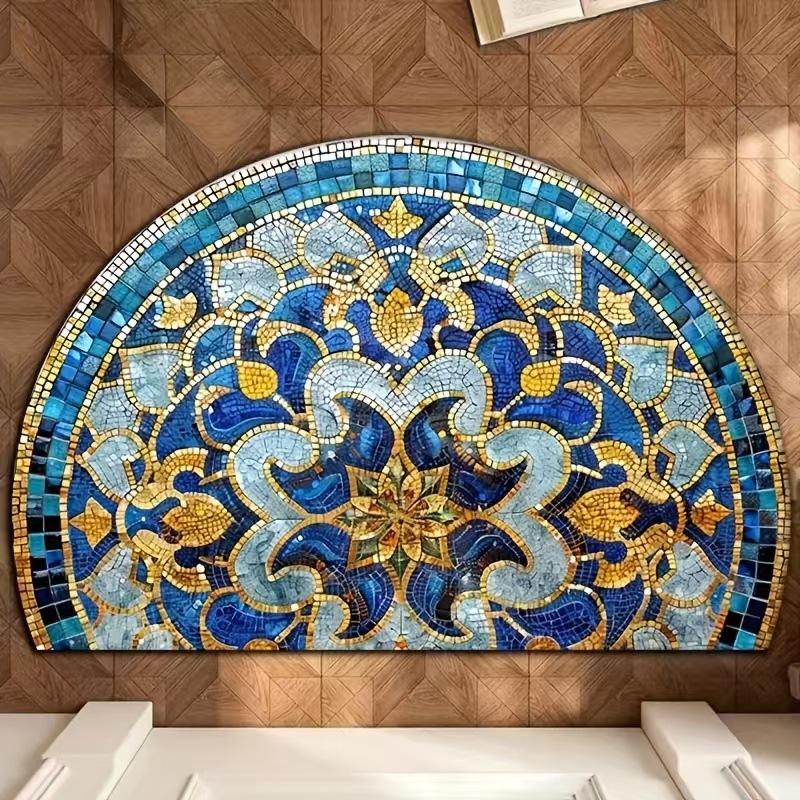 Flower Semi-circular Floor Mat, Home Life Tree Entrance Mat, Wear-resistant and Dirt Resistant Foot Mat
