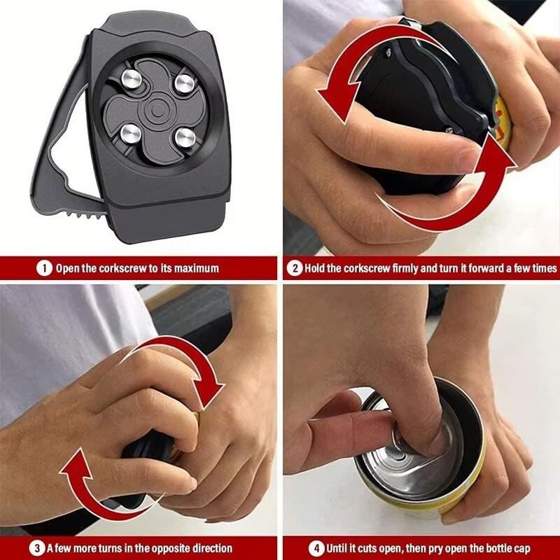 Rotary Quick Can Bottle Opener Portable Multifunctional Beer Soda Coke Lid Remover for Bar Camping Dinner Party Supplies
