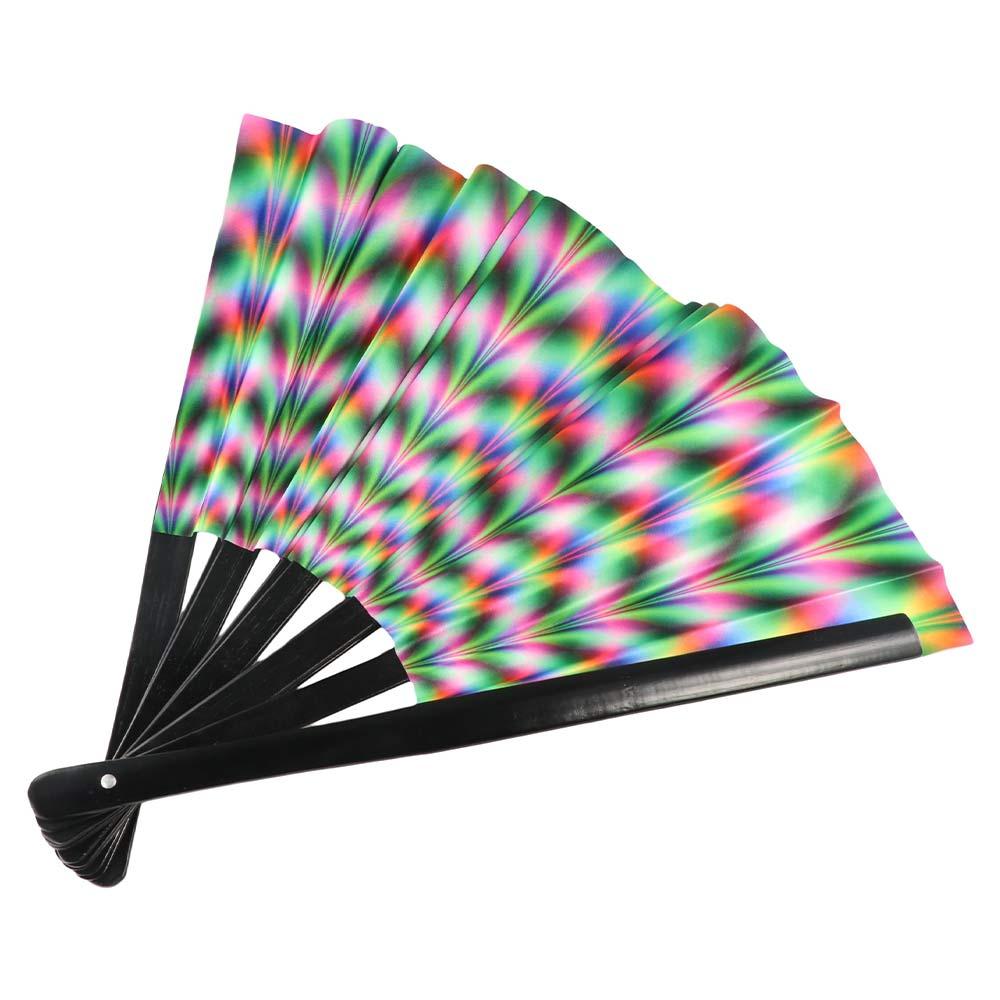 

Folding Large Folded Hand Fan Colorful Rainbow Folding Fan Foldable Handheld Rave Fan Dance no.2