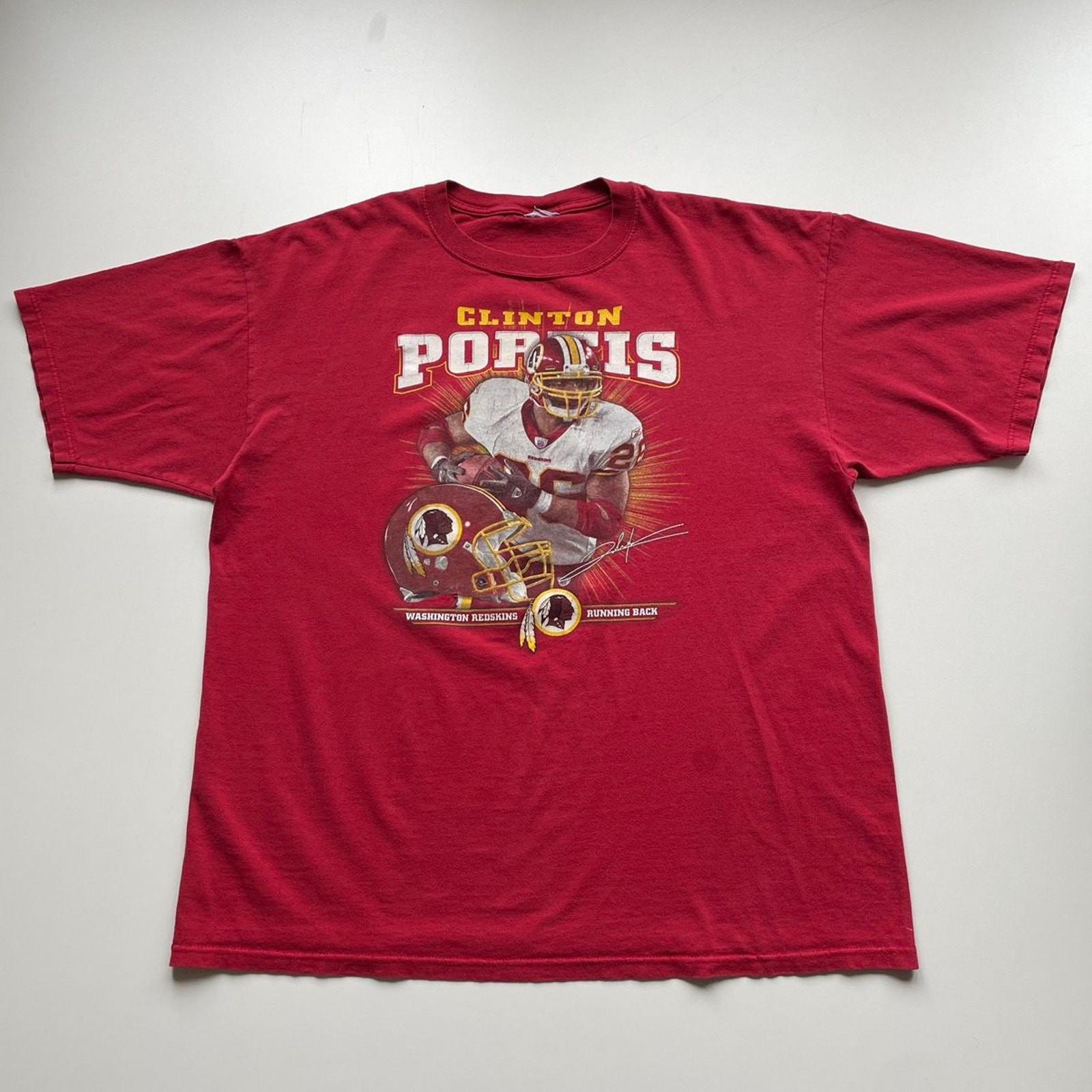 Vintage Washington Redskins NFL #26 Clinton Portis Football Graphic T Shirt XXL Unisex T-Shirt XXXXL