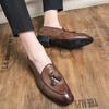 Men's Shoes Fashion New Casual Leather Shoes Trendy Business Dress Shoes Retro Gentleman Style Foot Loafers Fringed Shoes