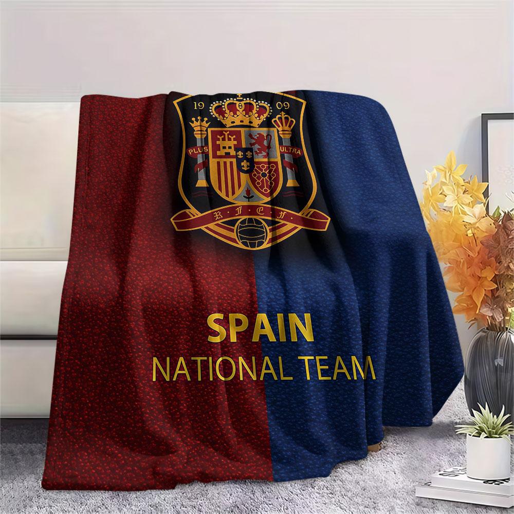 1PC Spain National Football Team Patterned Flannel Blanket Suitable For All Seasons for Home Decor Warmth and Comfort Gifts Holiday Present