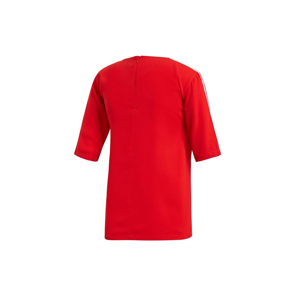 Adidas Originals 3-Stripes Tee Casual Retro Sports Crew Neck Striped Short Sleeve Women Tops Red DW3888