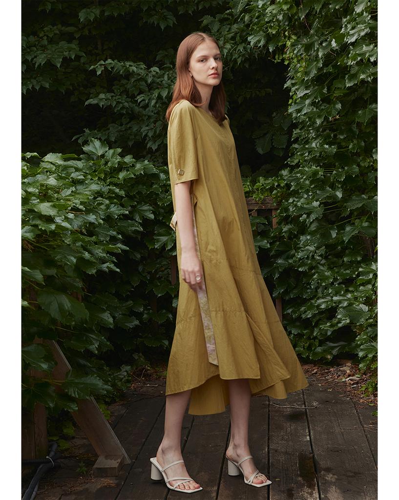 Myue Asymmetrical Hemline Dress Olive Green