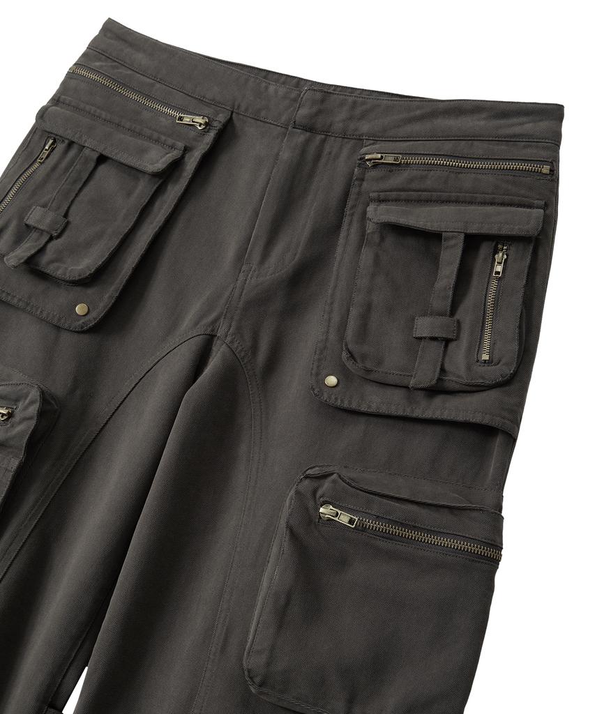 Uallong Lowrise Washed Curve Cargo Pants - Khaki