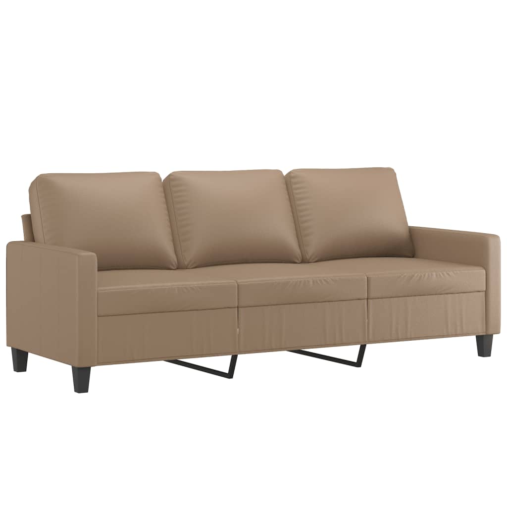 Vidaxl 3-Seater Sofa with Footstool, Cappuccino, 180 Cm, Faux Leather