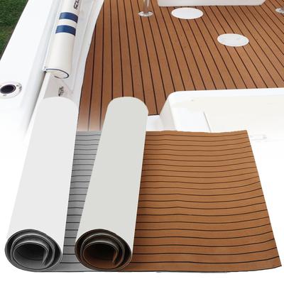 2.3M 2.4M 8 Styles Self-Adhesive EVA Foam Decking Sheet Faux Teak Synthetic Boat Marine Flooring Accessories Brown Gray Striped