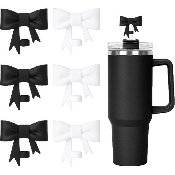 6 Pcs Bow for Stanley Straw Topper, Cute Straw Toppers Silicone Cup Covers Reble Cup Cap Covers Cap 0.4 In/10mm for Stanley 30&40 Oz Tumbler