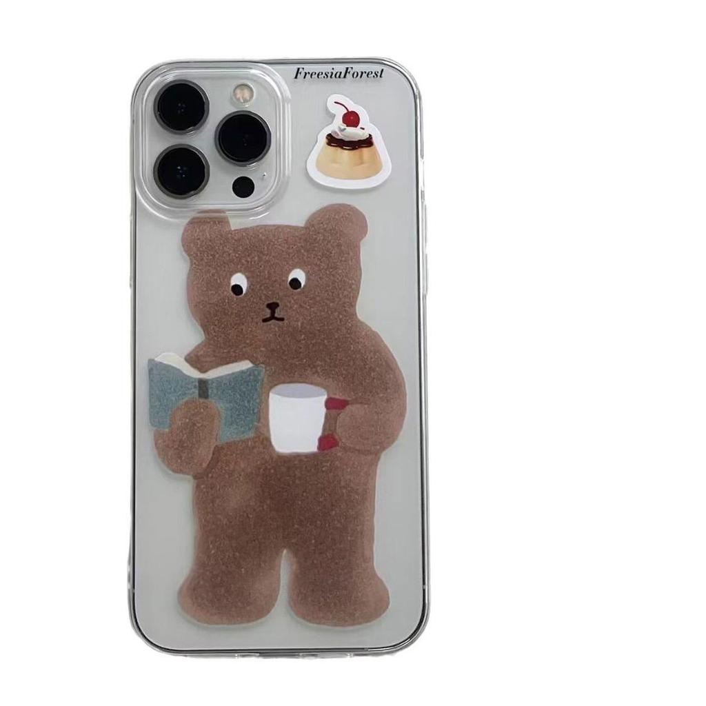 Brown Bear Reading Case Fits Apple 15/14/13/12/11/PRO/PROMAX/XSMAX/XR/XS/X.