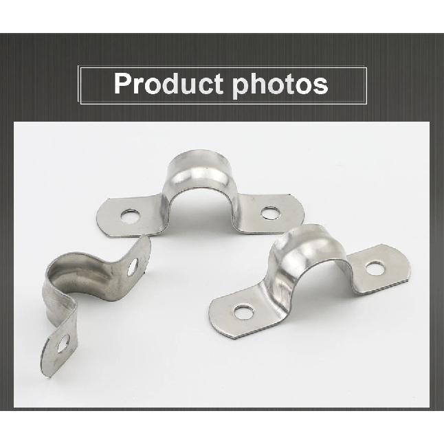 JUIDINTO U Shaped Pipe Clamp Type 2-10pcs Stainless Steel with Two Holes for Water Pipe Plumbing Piping Saddle Clip