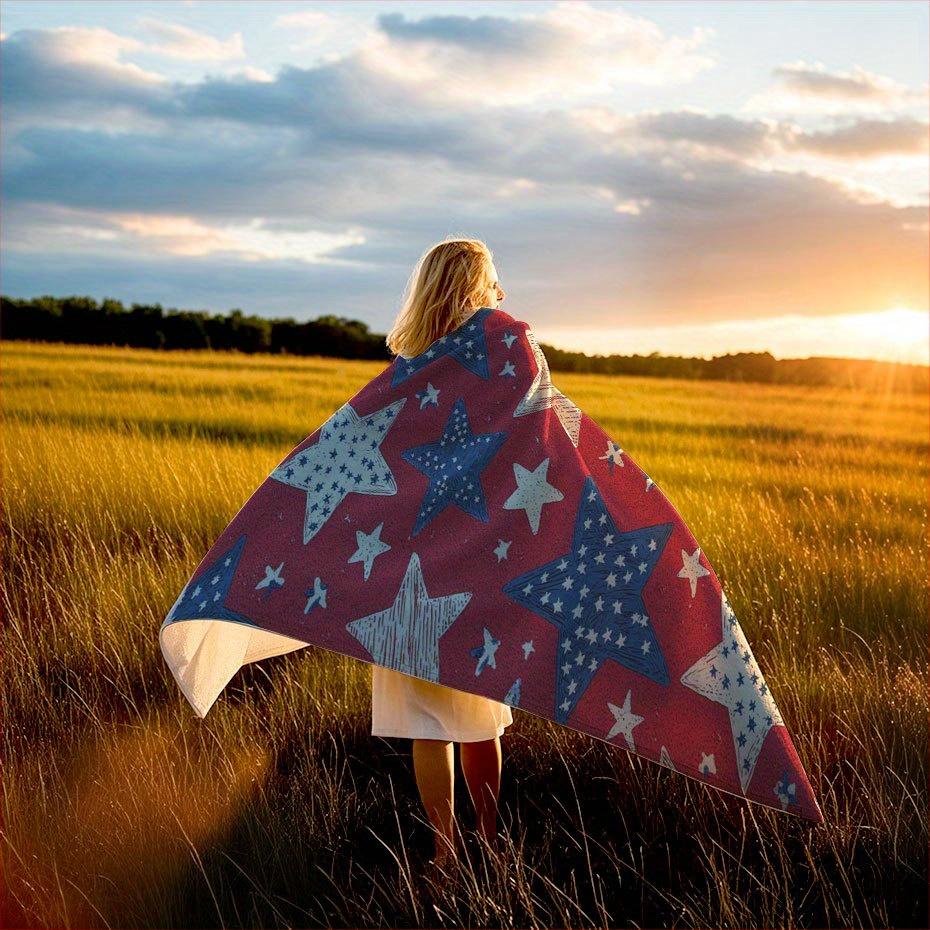 Patriotic Star Glory Blanket Reversible Flannel Throw for Vintage Style AllSeason Comfort Nostalgic Charm Gift