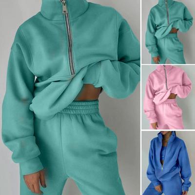 1 Set Women Tracksuit Set Solid Color Comfortable Women's Two Piece Set