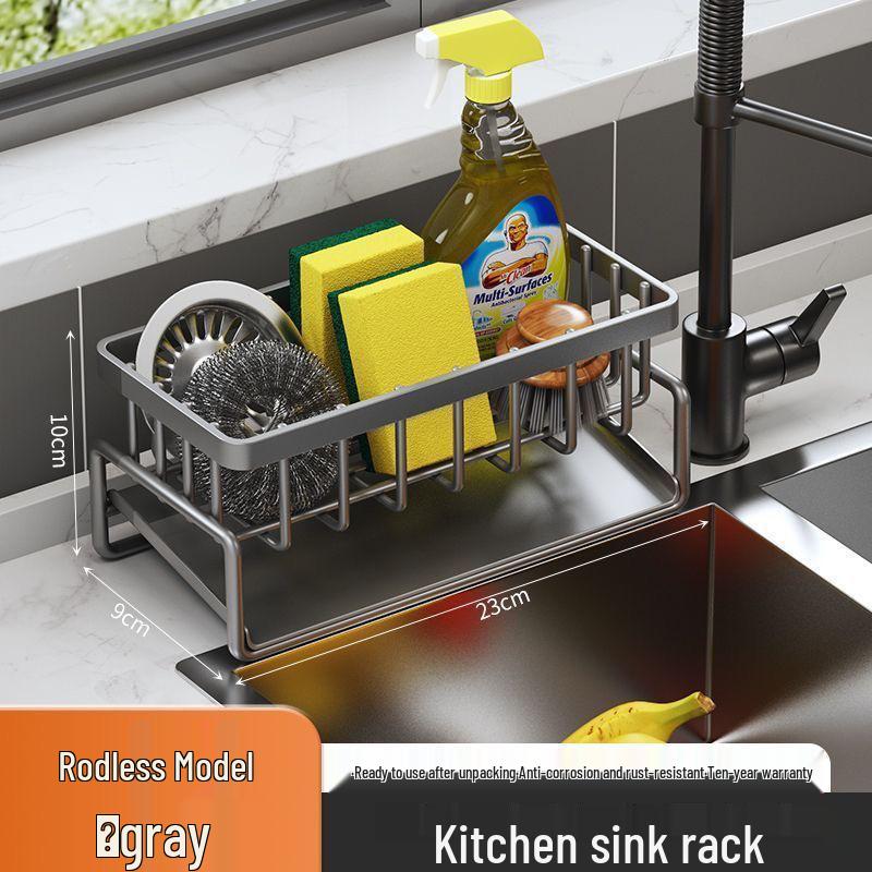 Kitchen Sink Storage Rack - Drain Rack for Detergent, Sponge, and Steel Wire Ball