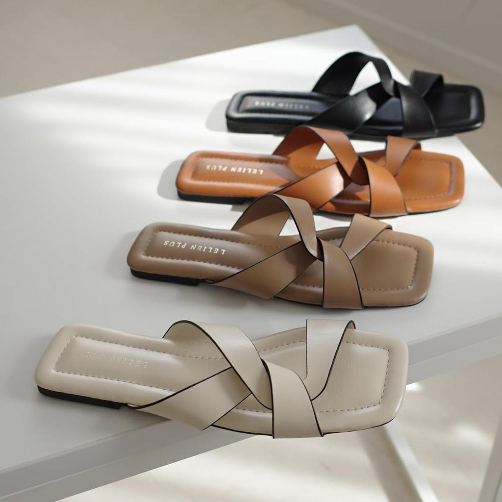 Amiami Twist Sandals Sizes MJ4113 Women's Color-Coordinated (Black (Smooth), 23.0cm-23.5cm)