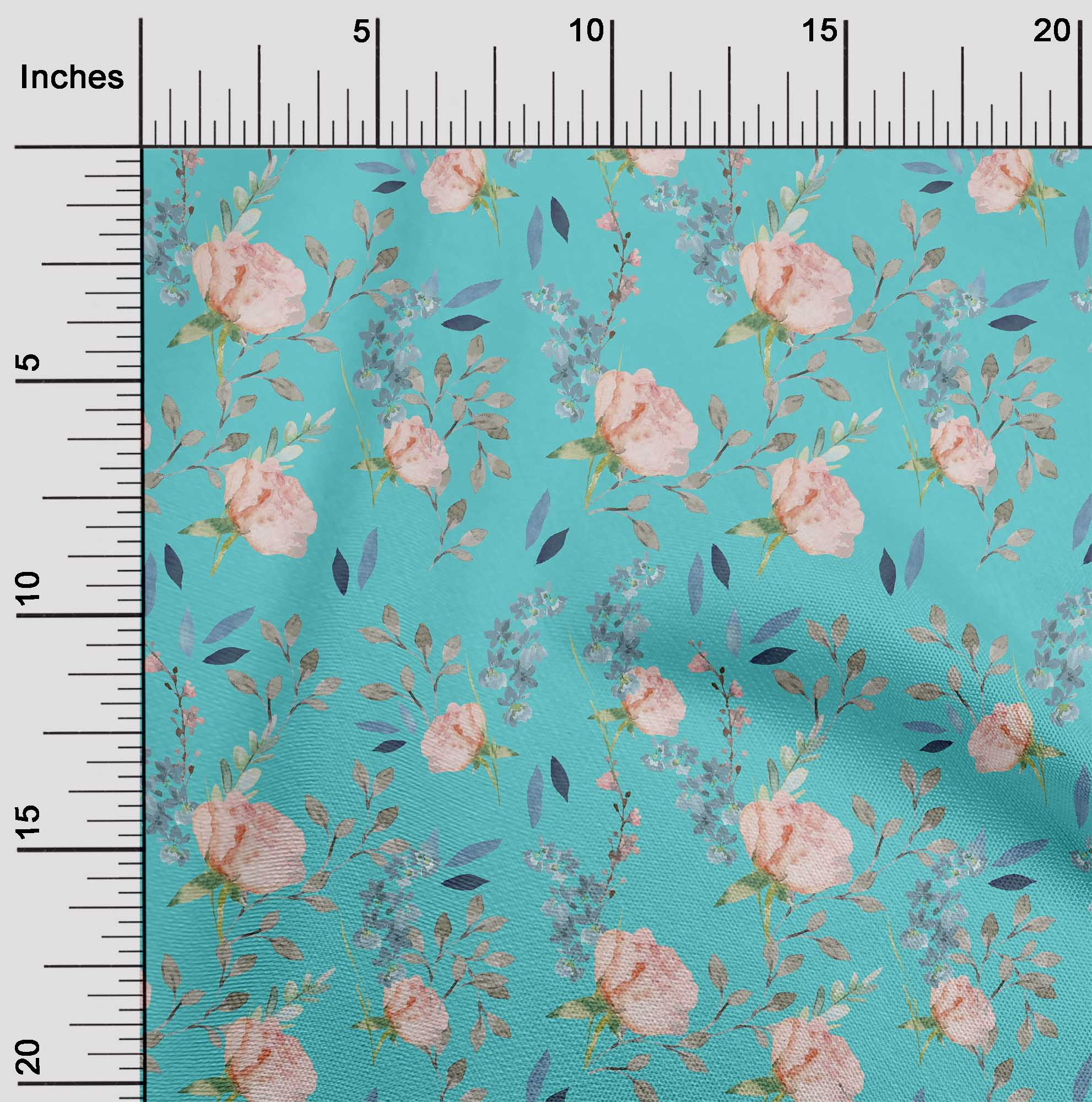 

oneOone Чорна тканина Cotton Flex Flower & Leaves Watercolor Швейний матеріал Тканина для принту у дворі 40 дюймів 42 Inch Wide - Viscose Chiffon бірюзовий колір синій