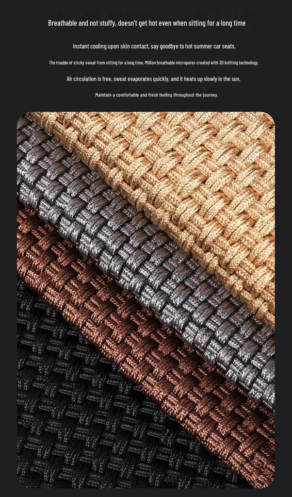 BS38 Ice Silk Leather All-Season Car Seat Cushion - Universal Fit for SUV, Sedan, Pickup, Off-Road Vehicle.