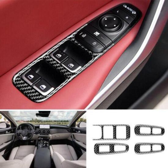 For Kia Stinger GT2 2018- Carbon Fiber Window Lift Switch Button Panel Trim