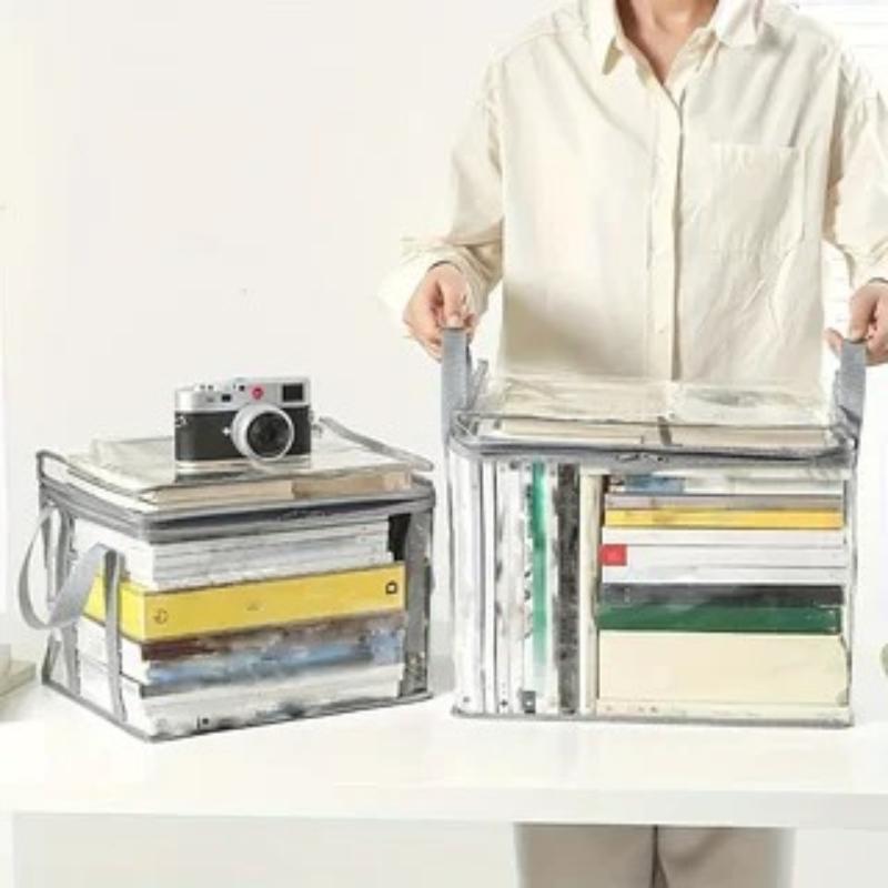 Large Capacity Foldable Storage Bag - Transparent PVC Organizer with Handle for Clothes, Books & Toys, Durable Travel Tote