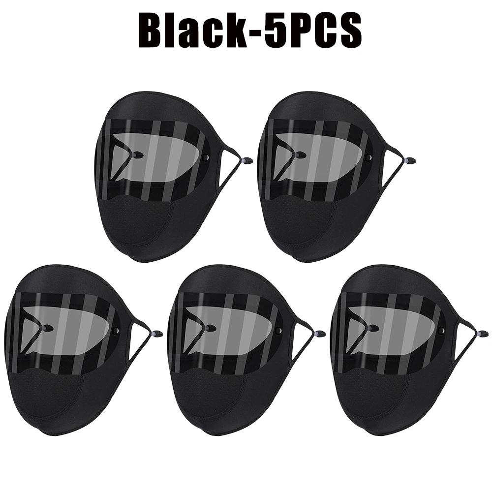 UV Protection Black White Double Lenses Full Face Sunscreen Mask Cool Breathable Thin Ice Silk Mask Outdoor Riding Goggles Mask