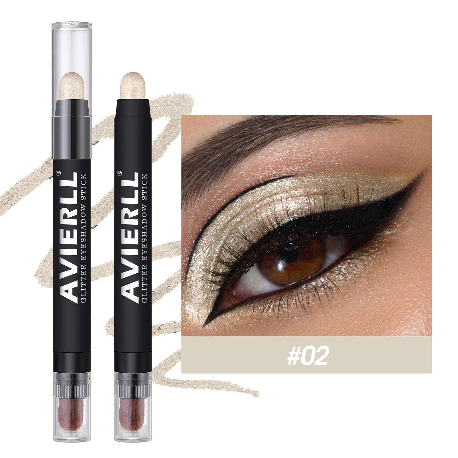 

Тени для век цвета шампанского и коричневого цвета с мерцающим металлическим финишем, водостойкие и стойкие универсальные кремовые карандаши для глаз для создания сияющих акцентов и подводки 2#