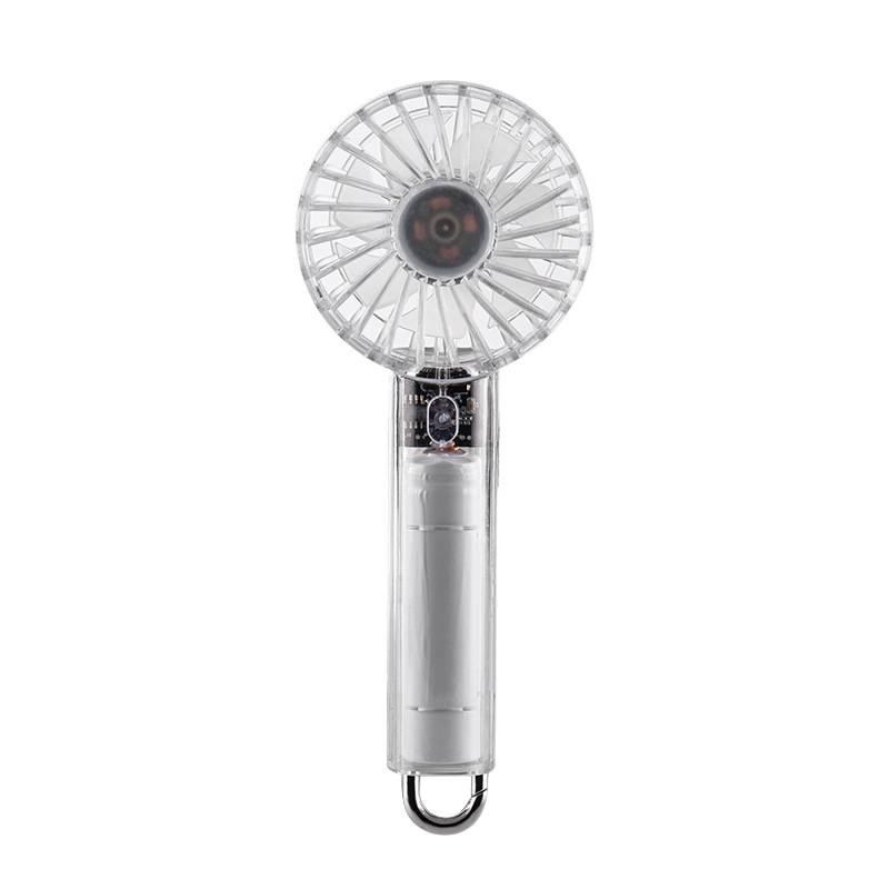 USB Rechargeable Transparent Handheld Mini Fan with Carabiner - Portable High-Power Desk and Outdoor Use