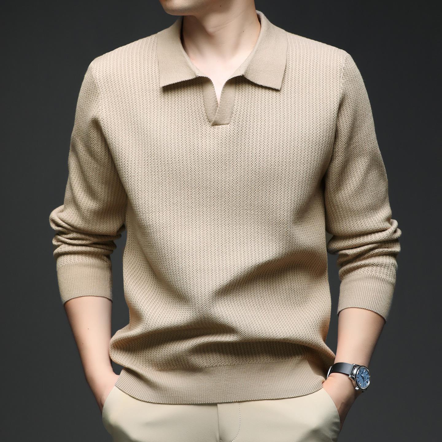 

Men s V-Neck Knit Sweater - Autumn/Winter Korean Style, Youthful, Comfortable, Loose Fit Polo Top M верблюд