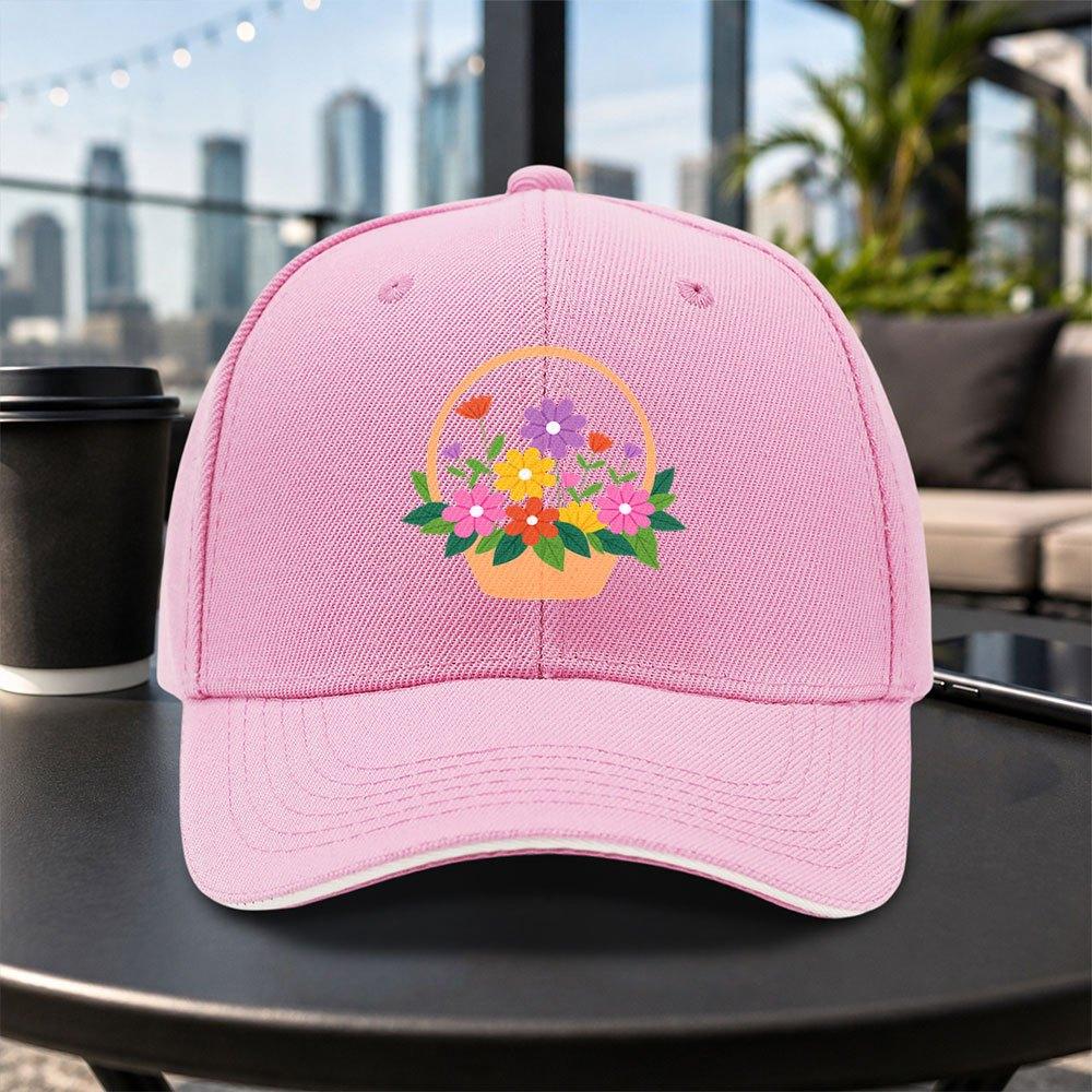 Flower Basket Pattern Baseball Cap Unisex Adjustable Duckbill Cap Casual Lightweight Outdoor Hat Multiple Colors