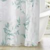 Elegant Green Leaf Shower Curtain for a Serene Bathroom, Featuring Delicate Branches and Leaves On a Soft White Background