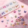 48Pcs Colorful 3D Butterfly Acrylic Nail Charms Glitter Clear White Blue Butterfly Nail Art Decoration DIY Craft Nail Supplies
