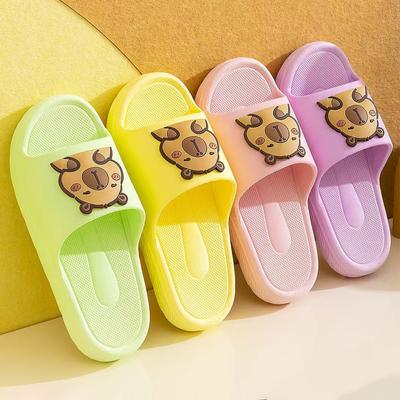 Chinelos de Casa de Verão Fofos de PVC para Senhoras para Mulheres Decalques de Desenhos Animados Cores Vivas Sandálias Capivara