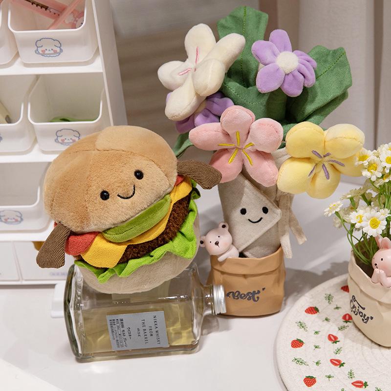 Jelly Burger Plush Toy Bouquet - Creative Gift for Proposals, Couples, and Decorations.