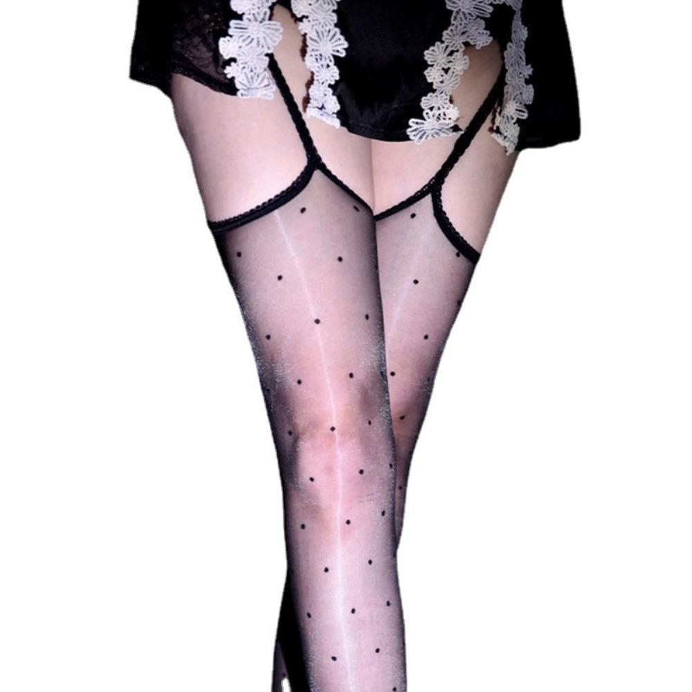 Aurora Dot Knee Socks Suspender Integrated Oily Sexy Suspender Polka Dot Thin Stockings Stockings