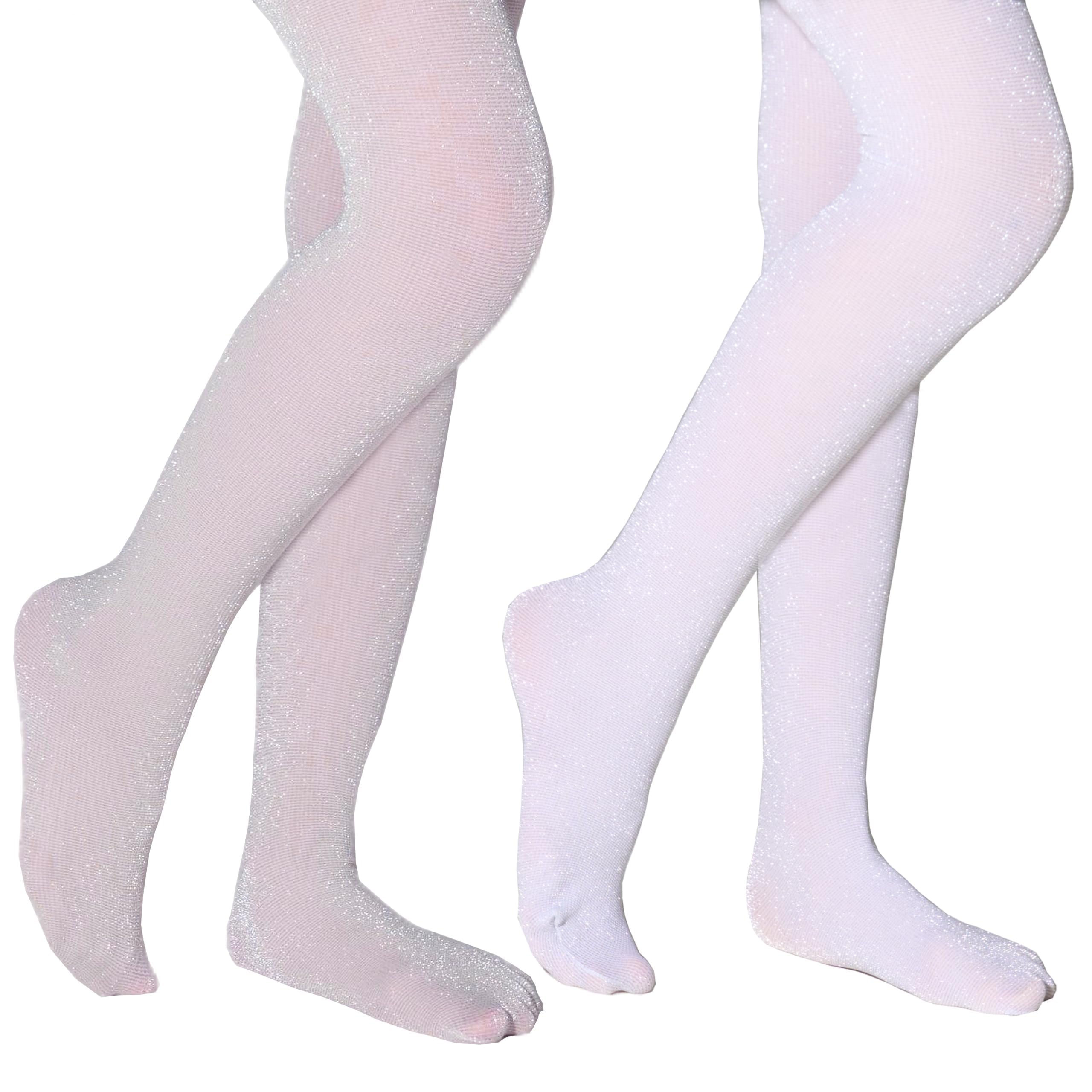 

LOLANTA Girls Sparkly Leggings, 2-Pair Set, Pink and Silver, Ages 9-12, for Recitals, Weddings, and Dance
