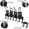 Stylish Nordic Black Cat Wall Hook Black Iron Cartoon Cat Coat Hook 7 Hooks Wall Hanging Clothes Storage Rack Hallway