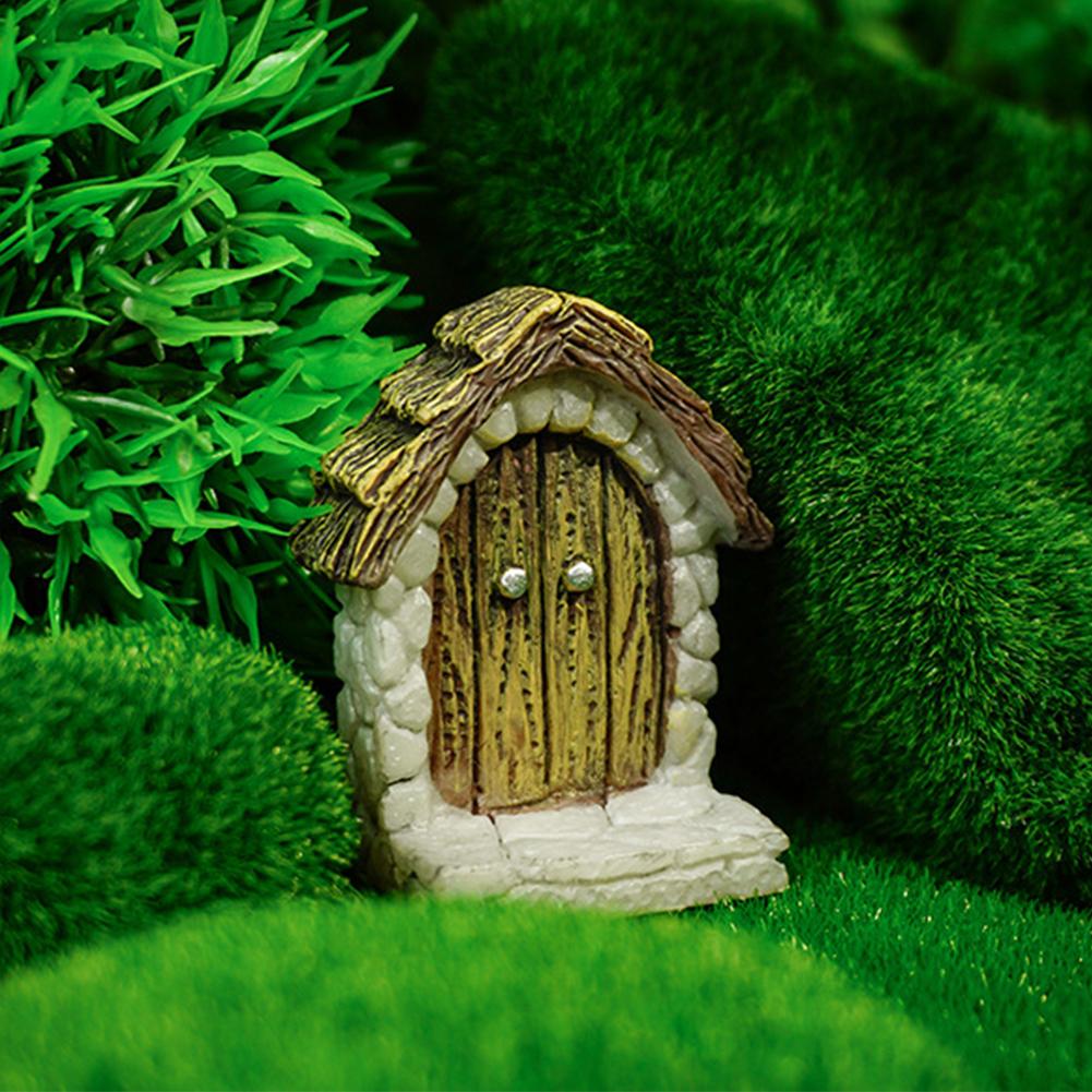 Porta de Fada para Terrário Decoração de Porta de Madeira em Miniatura Casa de Bonecas Jardim de Fadas Mini Porta Acessório Jardim de Fadas para Aquário