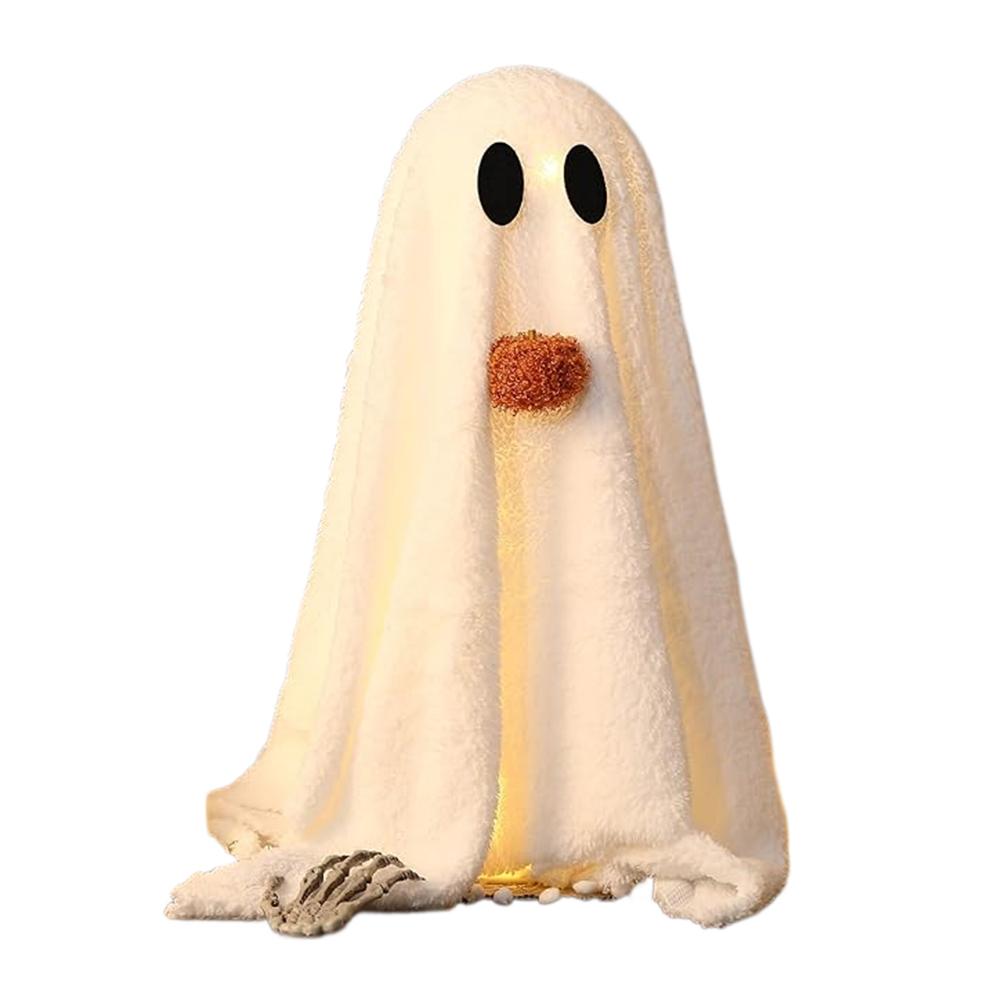 

Soft Fabric Tabletop Decoration with Built-In Lights for a Spooky Home Office Fireplace and Ghost Pumpkin LED Halloween Decor