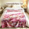 Teddy Bear Theme Custom Blanket Personalized Name & Text Customized Soft Warm Throw Blanket Home Decor
