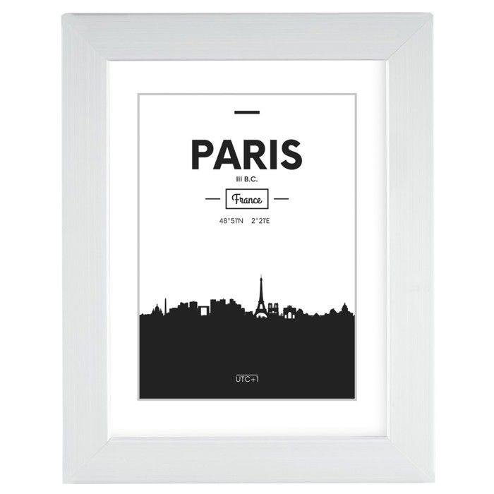 Cadre photo - Paris - Plastique blanc - 30 x 40 cm - Décoration murale