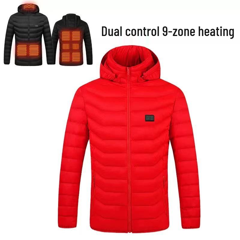 Men's Dual-Control USB Heated Cotton Coat with Nine-Zone Electric Heating