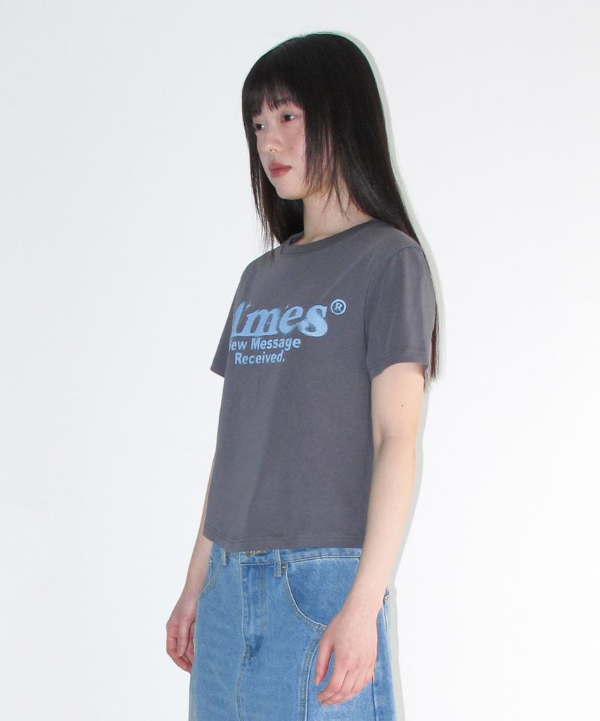 AMES-WORLDWIDE Round Hem Crop Tee Light Charcoal