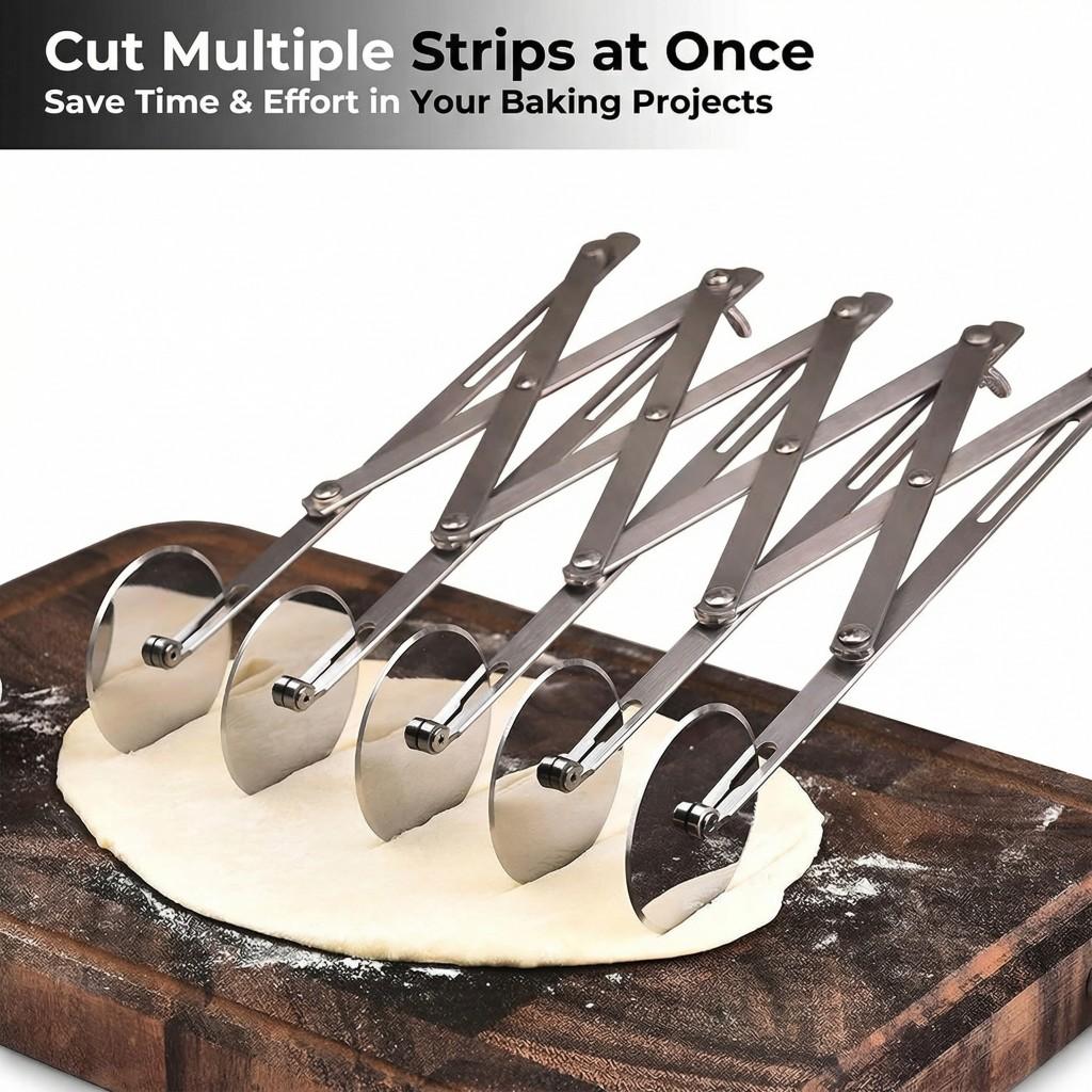 5 Wheel Pastry Cutter  Stainless Steel Pizza Slicer  Expandable Dough Cutter  Multi Round Pastry Knife  Baking Cutter Roller Cookie Ravioli Cutter