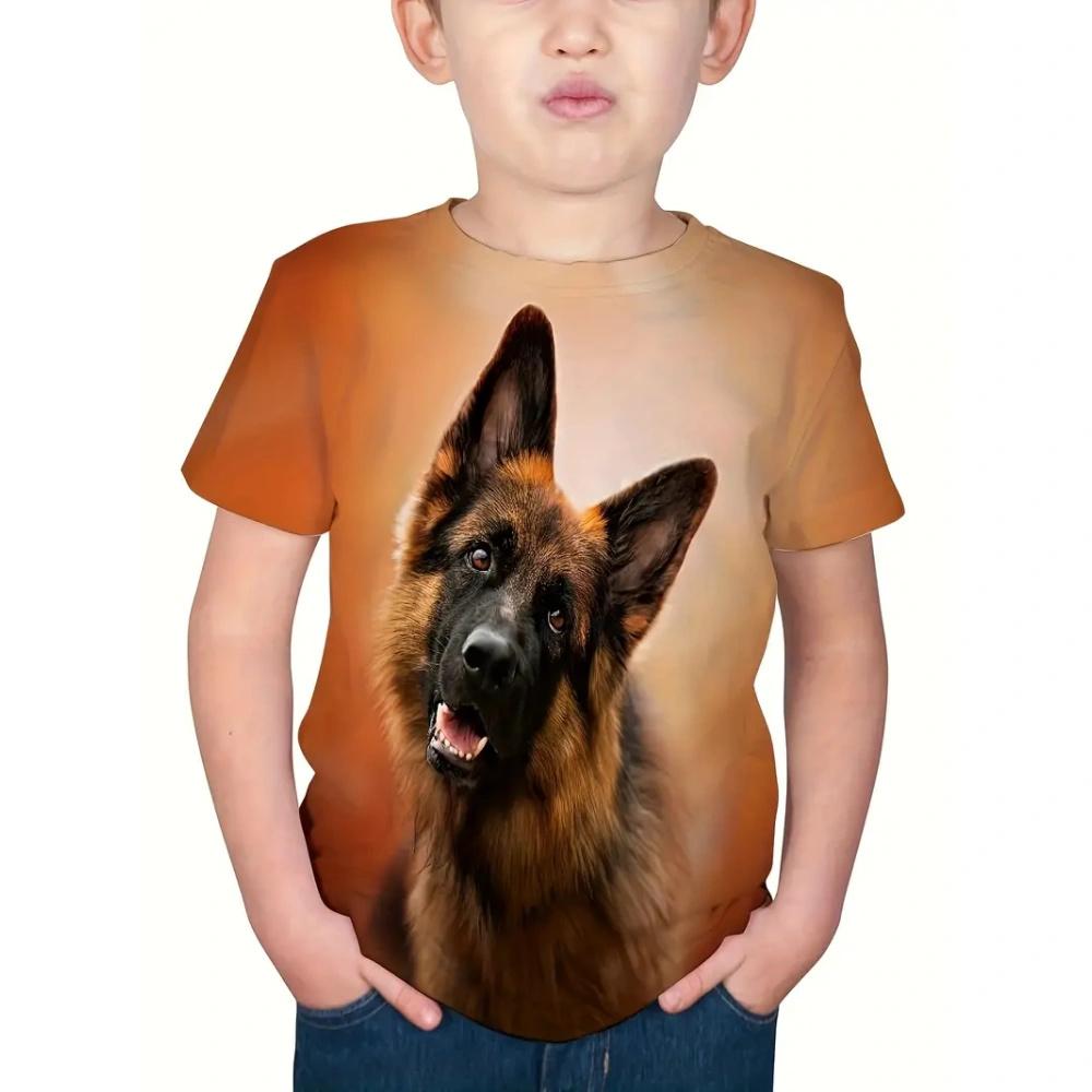 Новая повседневная детская одежда с принтом в виде собаки в стиле ретро, футболка, модная детская одежда для мальчиков 170 небесно-голубой