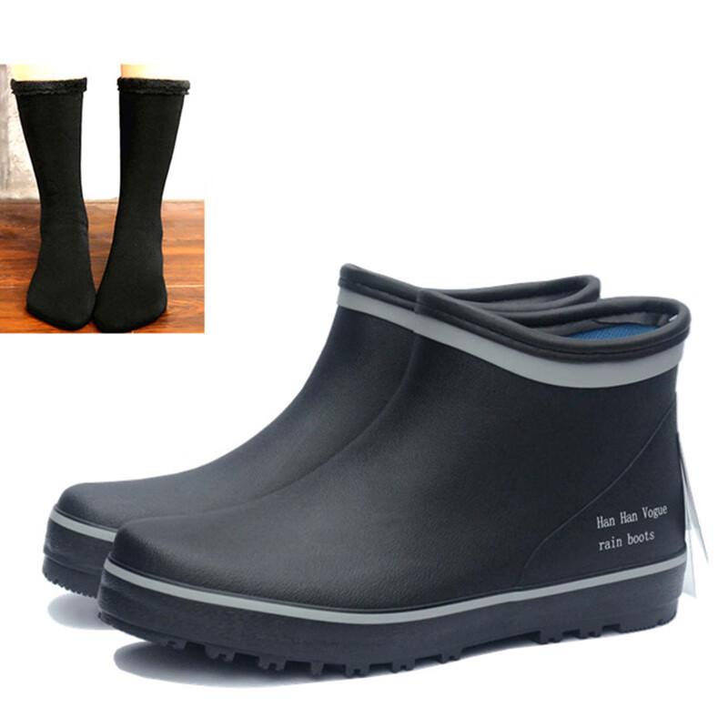 Xiao Yan H003 Unisex Low-Cut Fleece-Lined Rubber Rain Boots