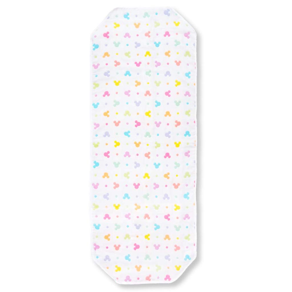 un doudou Made in Japan, Soft 6-Layer Gauze Cot Cover with Disney Mickey Icon, 60 x 150cm, 100% Cotton, Elastic Corners, NZ2831-N