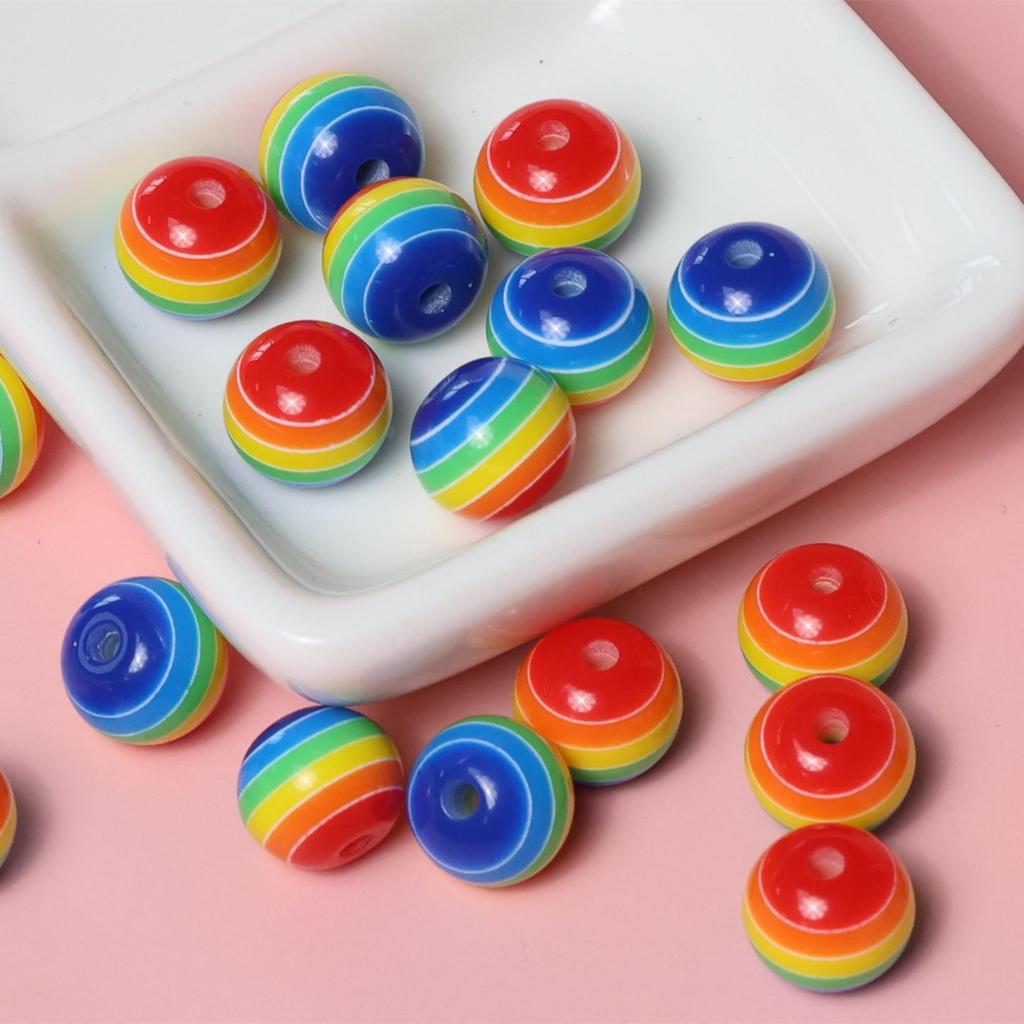 Japanese Macaron Lollipop Bead DIY Charm Set: Childlike Striped Round Beads for Phone and Bag Accessories