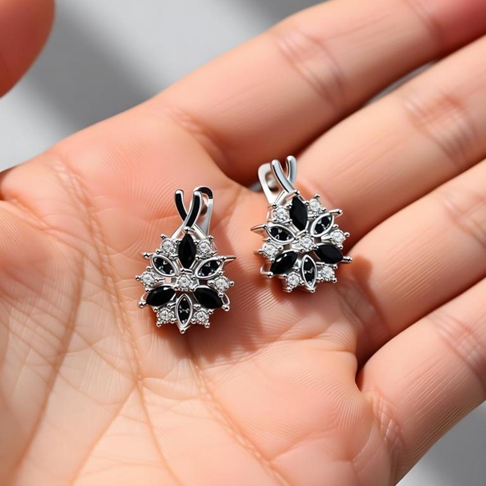 Black Awn Women Jewelry Black Hoop Earrings