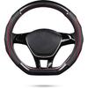 Ergocar Car Steering Wheel Cover Non-Slip Car Steering Wheel Protector Sport D-Shape Carbon Fiber & First Layer Cowhide Universal For Diameter