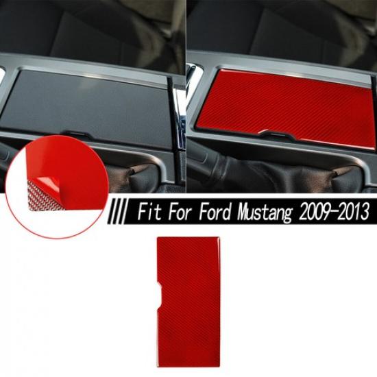 New Gear Shift Cup Holder Panel Trim Cover For Ford Mustang Red Carbon Fiber
