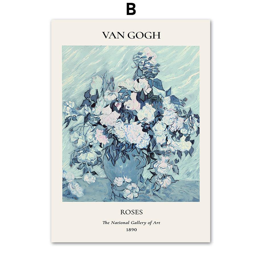 Blue Flower Market Posters and Prints Bauhaus William Morris Wall Art Canvas Painting Nordic Living Room Home Decoration Fresco